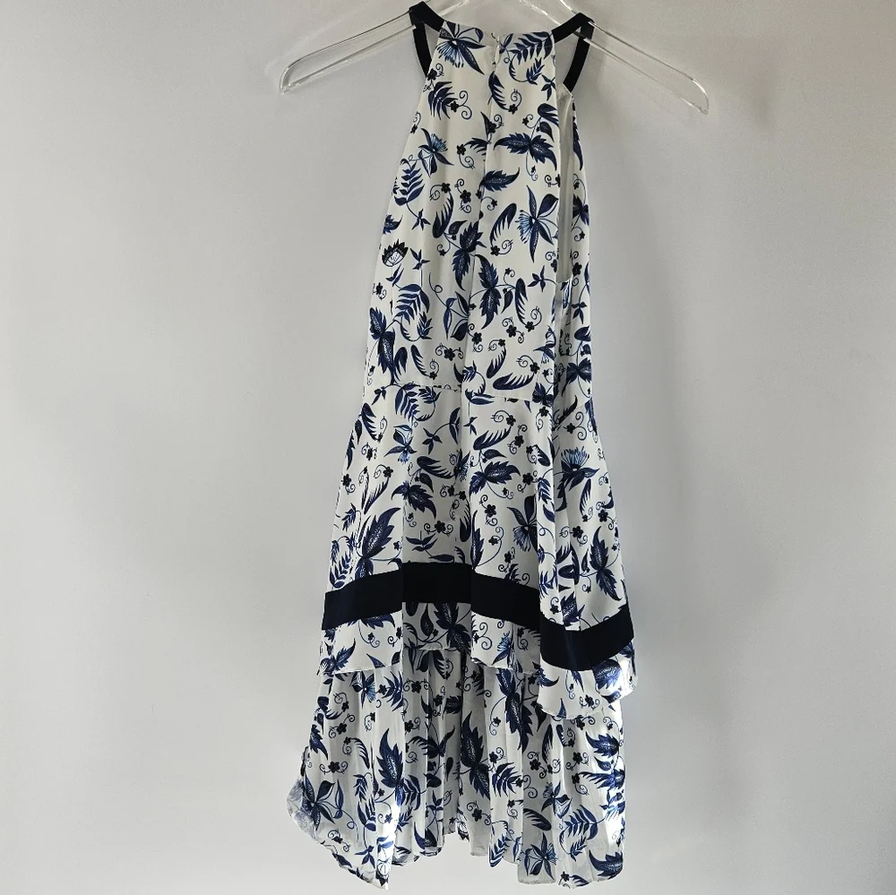Shoshanna White and Navy Blue Floral Halter Mini Dress - Picture 6 of 14